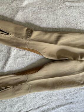 Beige Riding Pants with Suede Knee Patch